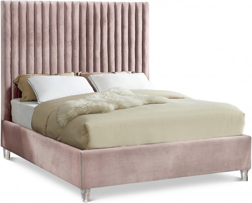 Candace Velvet Full Bed Pink - CandacePink-F