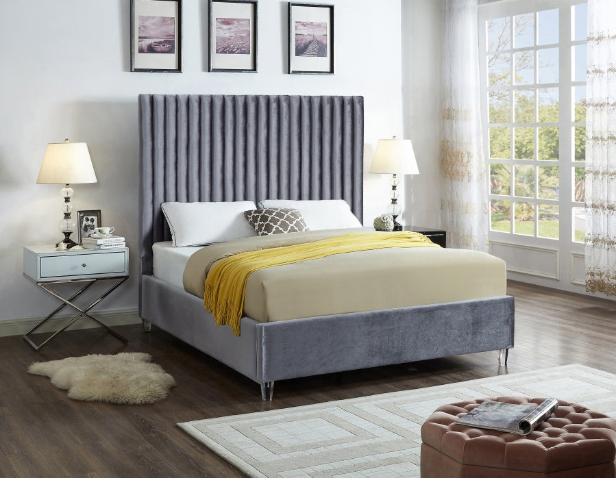 Candace Velvet King Bed Grey - CandaceGrey-K