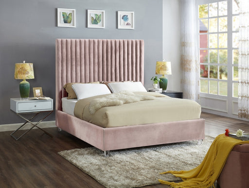 Candace Velvet King Bed Pink - CandacePink-K