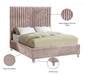 Candace Velvet Queen Bed Pink - CandacePink-Q