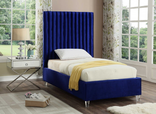 Candace Velvet Twin Bed Blue - CandaceNavy-T