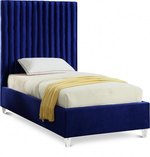 Candace Velvet Twin Bed Blue - CandaceNavy-T