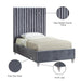 Candace Velvet Twin Bed Grey - CandaceGrey-T