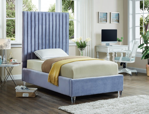 Candace Velvet Twin Bed Light Blue - CandaceSkyBlu-T