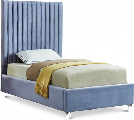 Candace Velvet Twin Bed Light Blue - CandaceSkyBlu-T