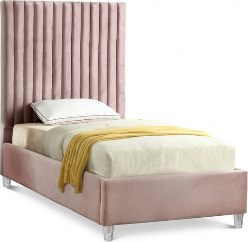 Candace Velvet Twin Bed Pink - CandacePink-T