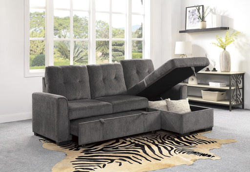 Carolina Gray Reversible Sleeper Sectional with Storage - 9402DGY*SC - Gate Furniture