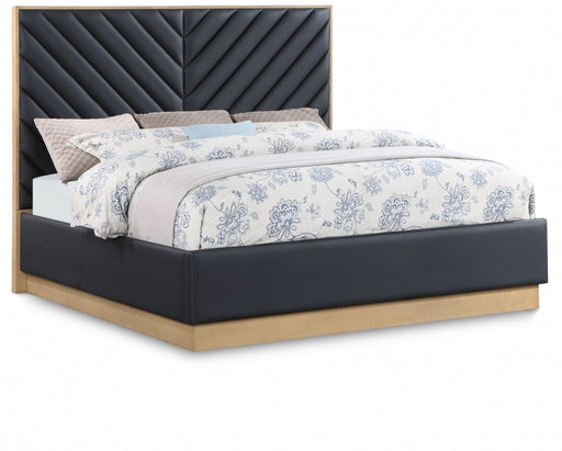 Casa Vegan Leather King Bed (3 Boxes) Black - CasaBlack-K