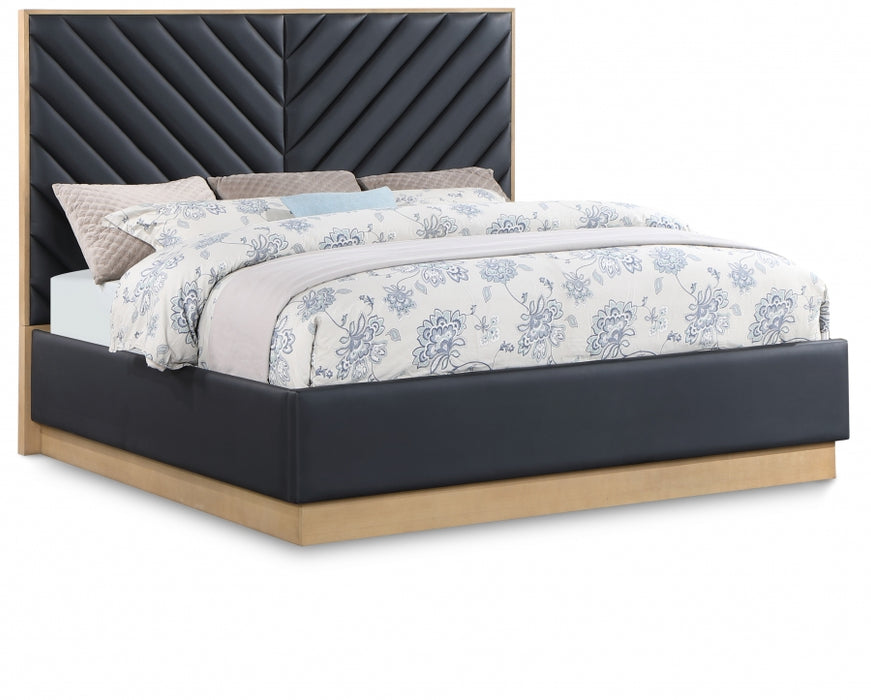 Casa Vegan Leather King Bed (3 Boxes) Black - CasaBlack-K