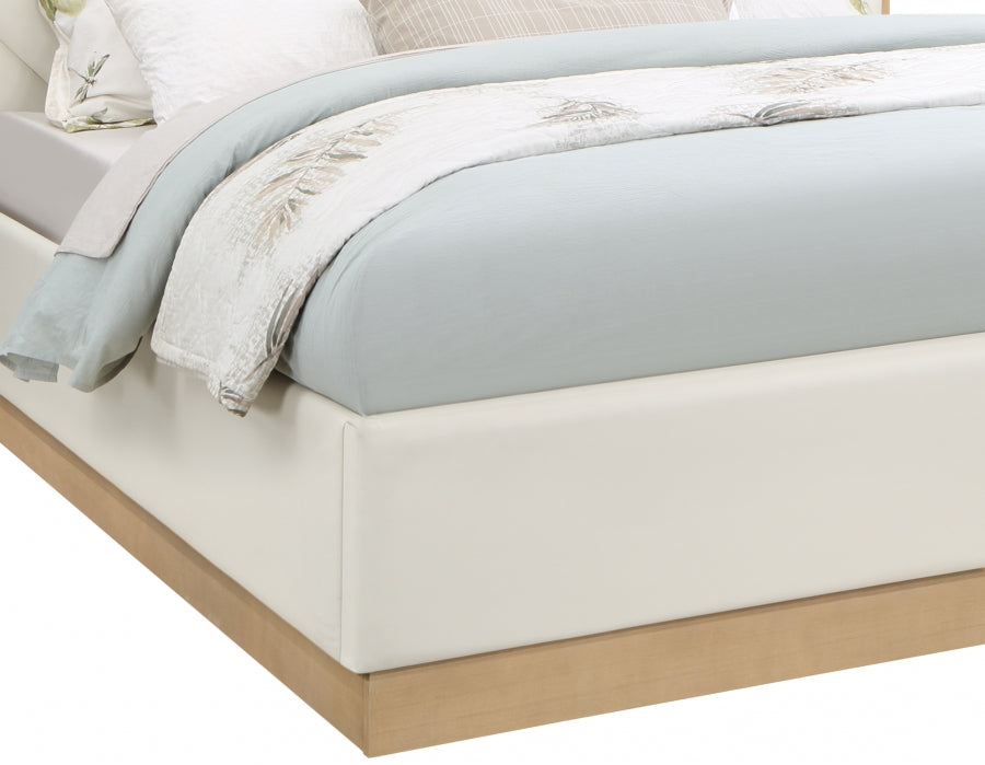 Casa Vegan Leather King Bed (3 Boxes) Cream - CasaCream-K