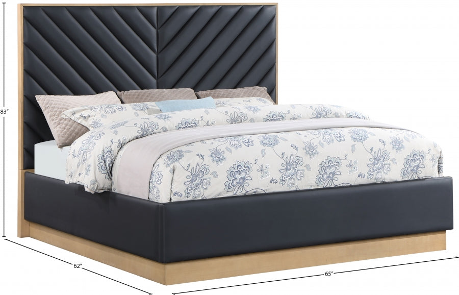 Casa Vegan Leather Queen Bed (3 Boxes) Black - CasaBlack-Q