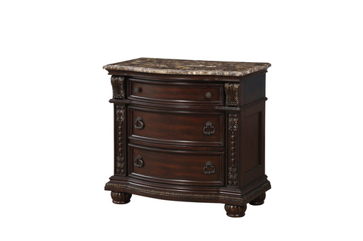 Cavalier Brown Marble Top Nightstand - 1757-4 - Gate Furniture