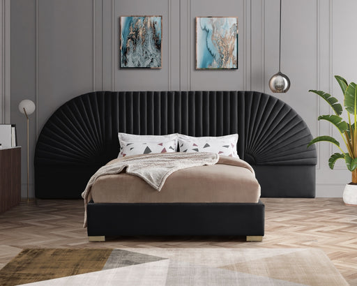 Cleo Velvet King Bed (3 Boxes) Black - CleoBlack-K