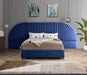 Cleo Velvet King Bed (3 Boxes) Blue - CleoNavy-K