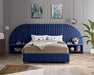 Cleo Velvet King Bed (3 Boxes) Blue - CleoNavy-K