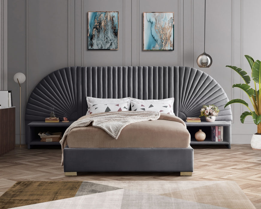 Cleo Velvet King Bed (3 Boxes) Grey - CleoGrey-K