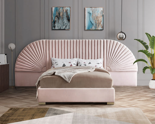 Cleo Velvet King Bed (3 Boxes) Pink - CleoPink-K