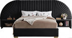 Cleo Velvet Queen Bed (3 Boxes) Black - CleoBlack-Q