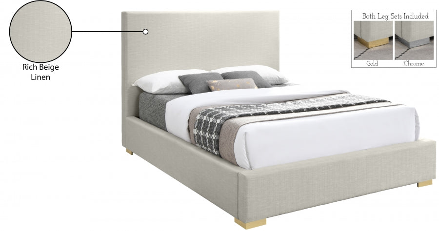 Crosby Linen Textured Queen Bed Beige - CrosbyBeige-Q