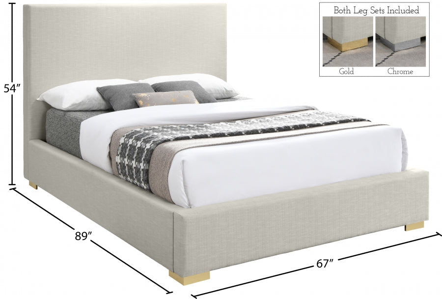 Crosby Linen Textured Queen Bed Beige - CrosbyBeige-Q