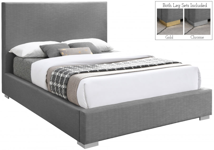 Crosby Linen Textured Queen Bed Grey - CrosbyGrey-Q