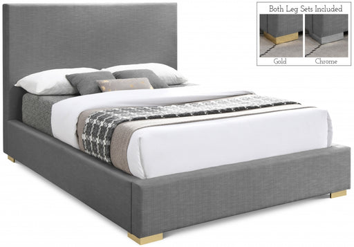 Crosby Linen Textured Queen Bed Grey - CrosbyGrey-Q