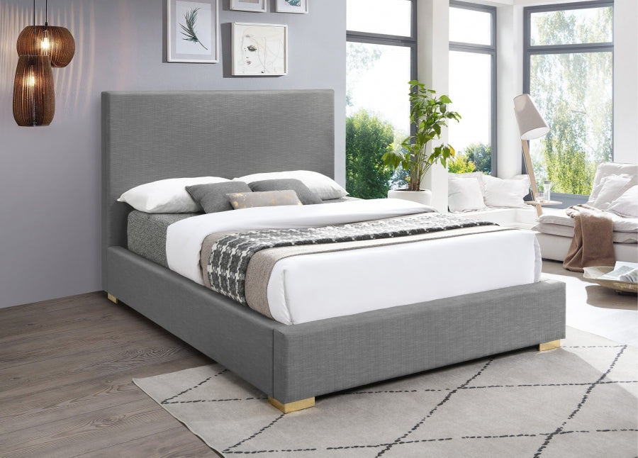 Crosby Linen Textured Queen Bed Grey - CrosbyGrey-Q