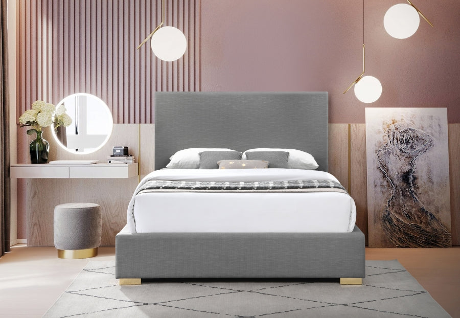 Crosby Linen Textured Queen Bed Grey - CrosbyGrey-Q