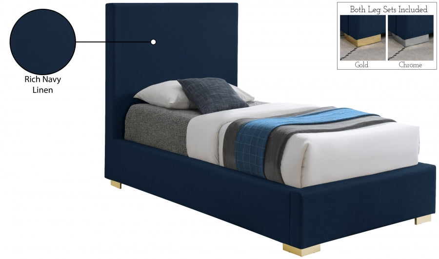 Crosby Linen Textured Twin Bed Blue - CrosbyNavy-T