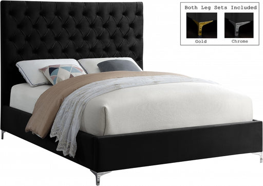 Cruz Velvet Full Bed Black - CruzBlack-F