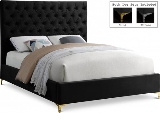 Cruz Velvet Full Bed Black - CruzBlack-F