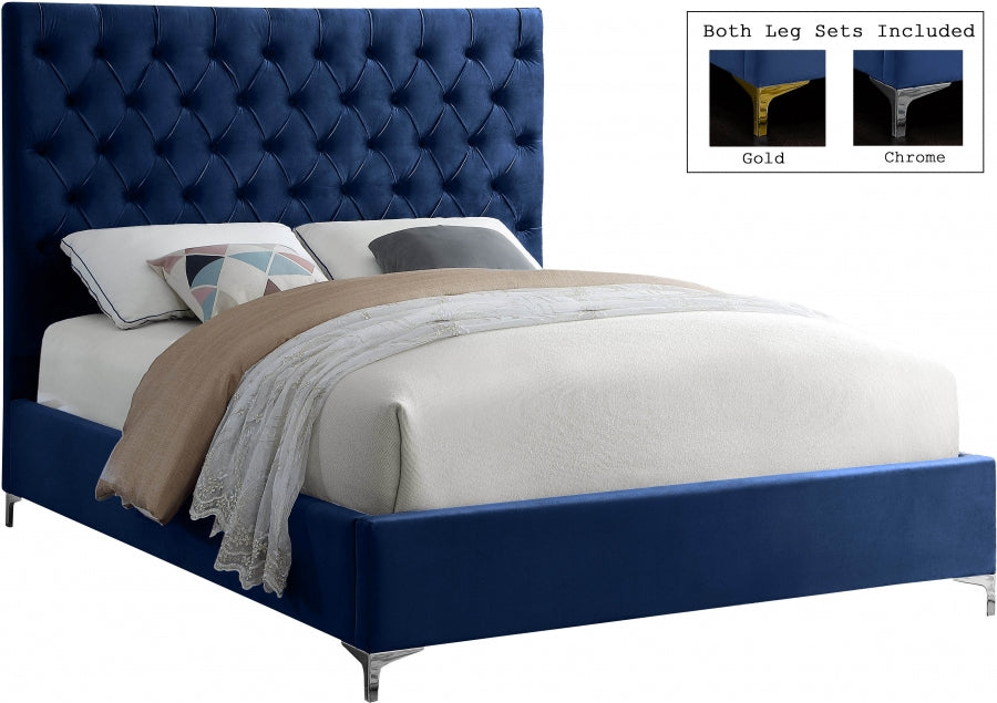 Cruz Velvet Full Bed Blue - CruzNavy-F