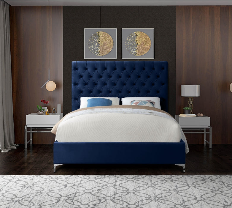 Cruz Velvet Full Bed Blue - CruzNavy-F