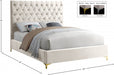 Cruz Velvet Full Bed Cream - CruzCream-F