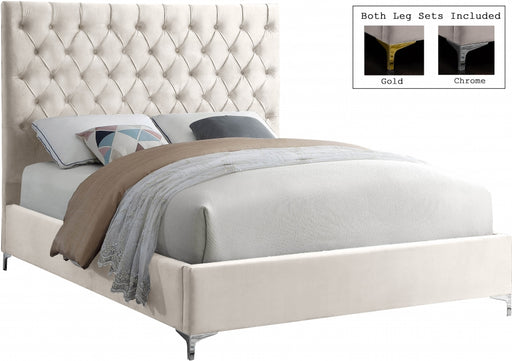 Cruz Velvet Full Bed Cream - CruzCream-F