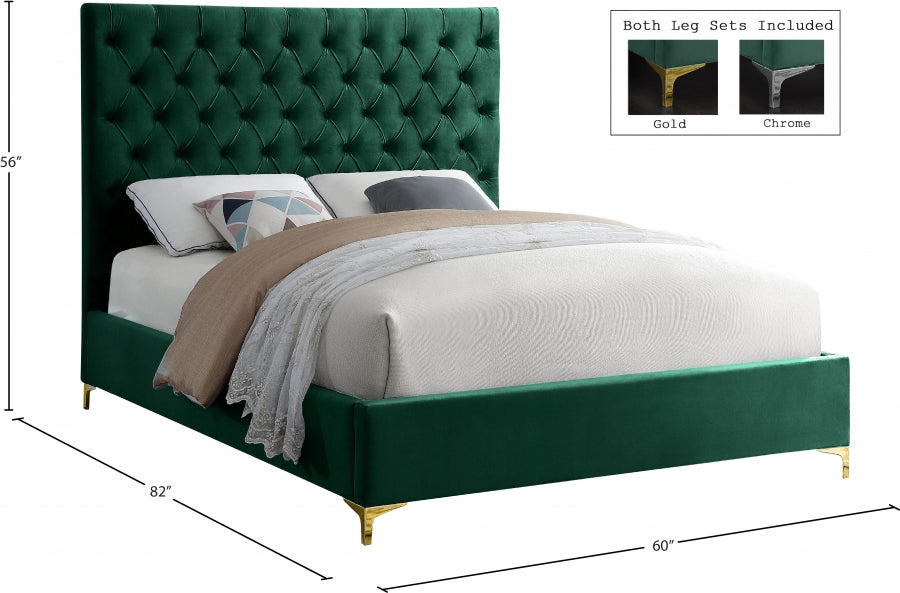 Cruz Velvet Full Bed Green - CruzGreen-F