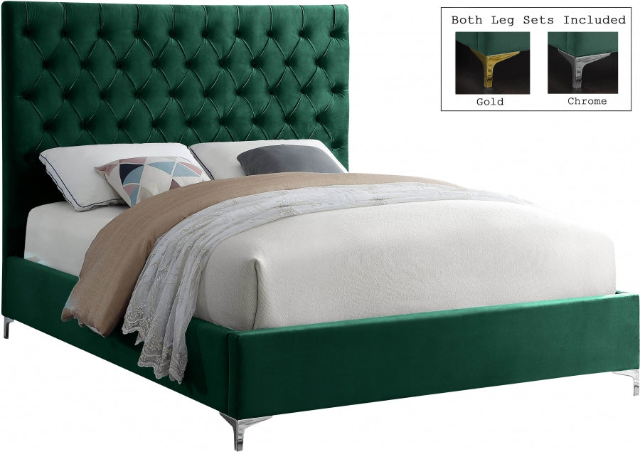 Cruz Velvet Full Bed Green - CruzGreen-F