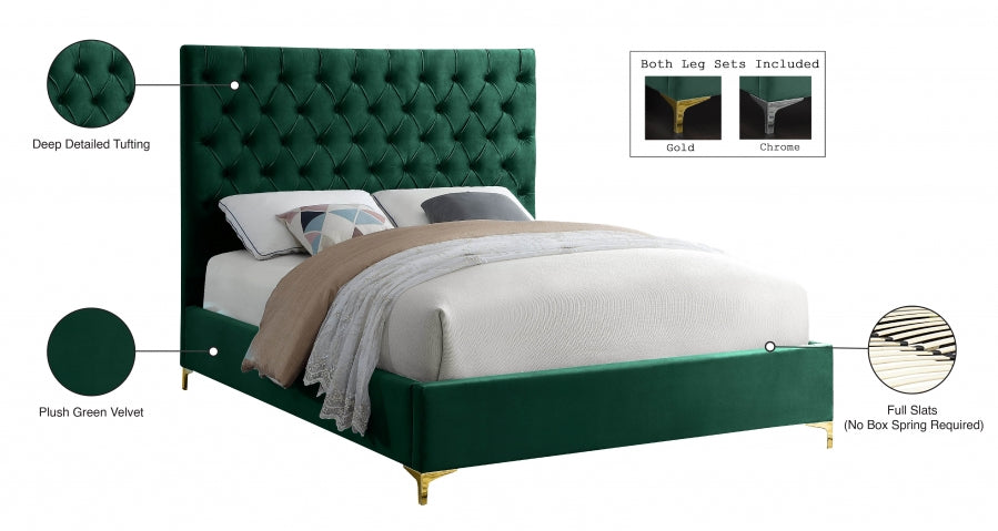 Cruz Velvet Full Bed Green - CruzGreen-F