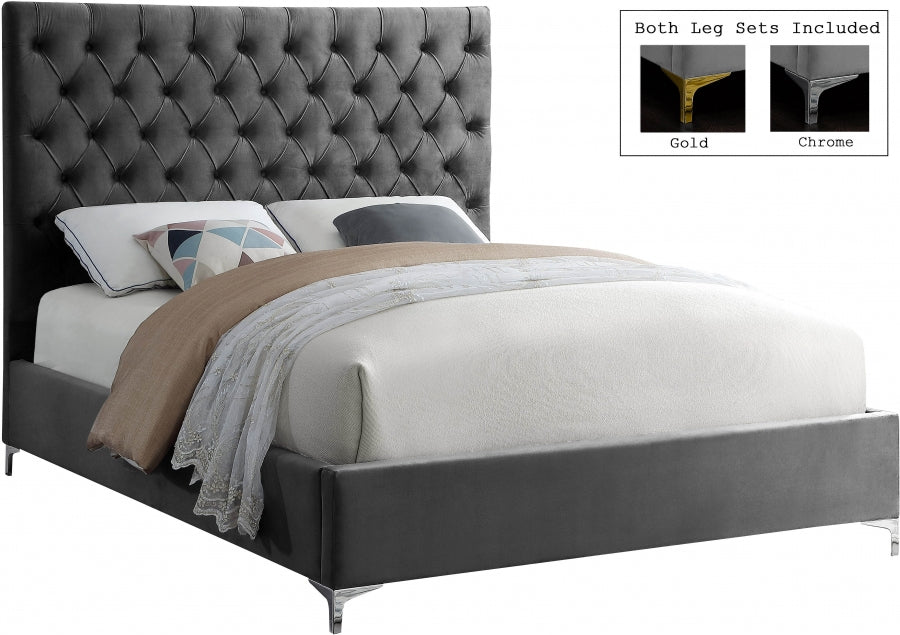 Cruz Velvet Full Bed Grey - CruzGrey-F