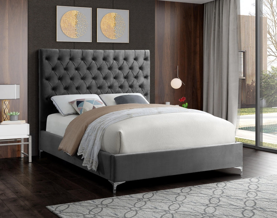 Cruz Velvet Full Bed Grey - CruzGrey-F