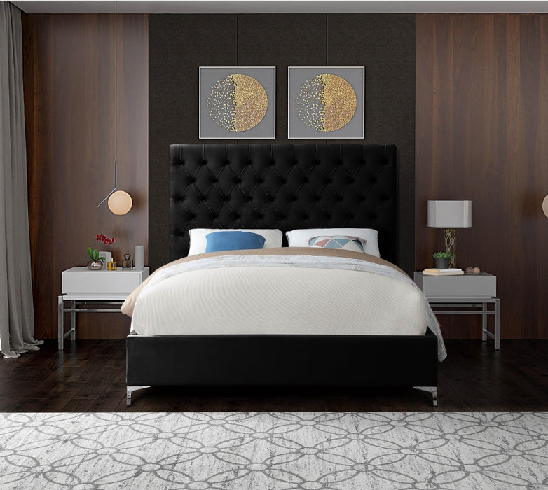 Cruz Velvet King Bed Black - CruzBlack-K