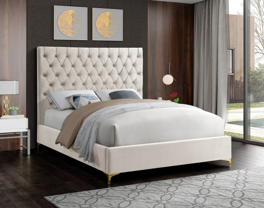 Cruz Velvet King Bed Cream - CruzCream-K