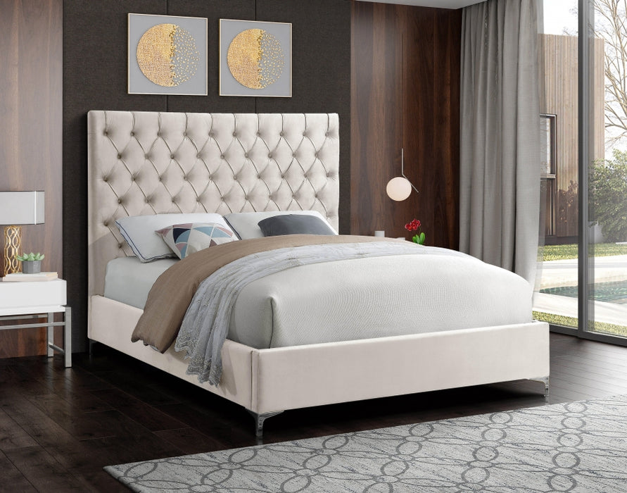 Cruz Velvet King Bed Cream - CruzCream-K