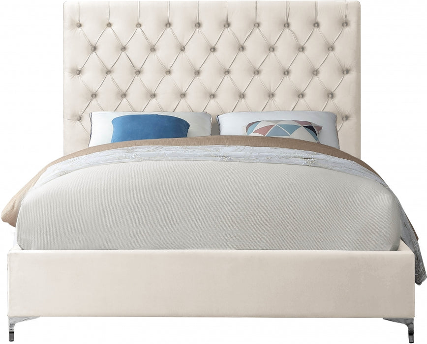 Cruz Velvet King Bed Cream - CruzCream-K