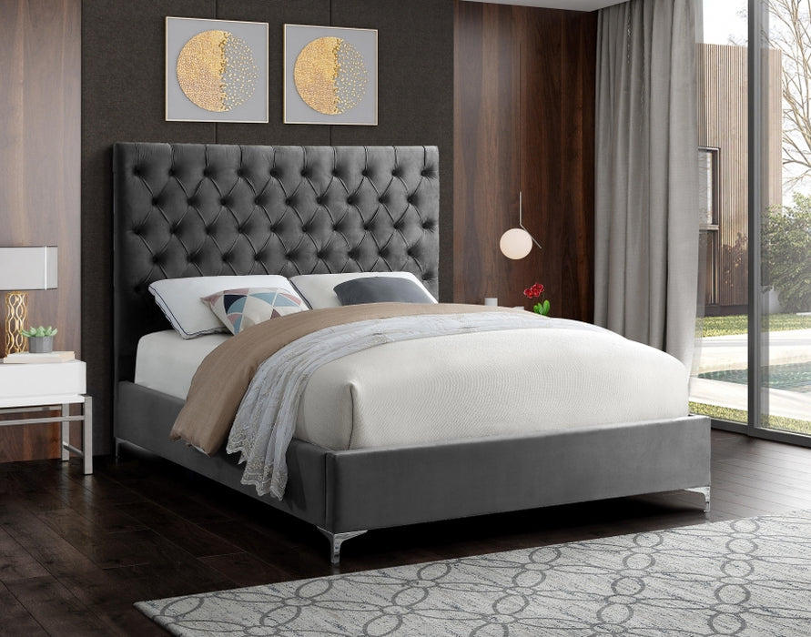 Cruz Velvet King Bed Grey - CruzGrey-K