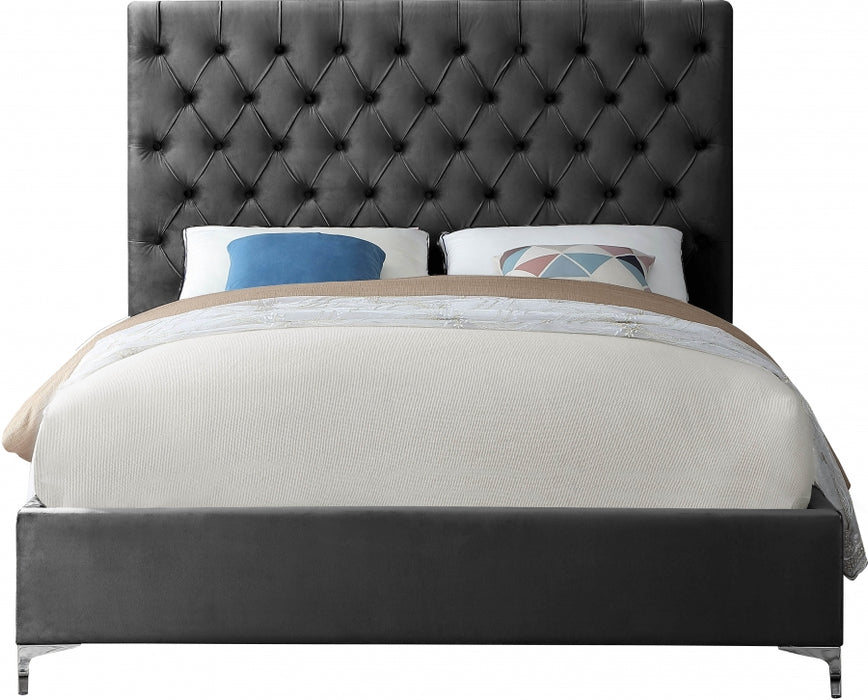 Cruz Velvet King Bed Grey - CruzGrey-K