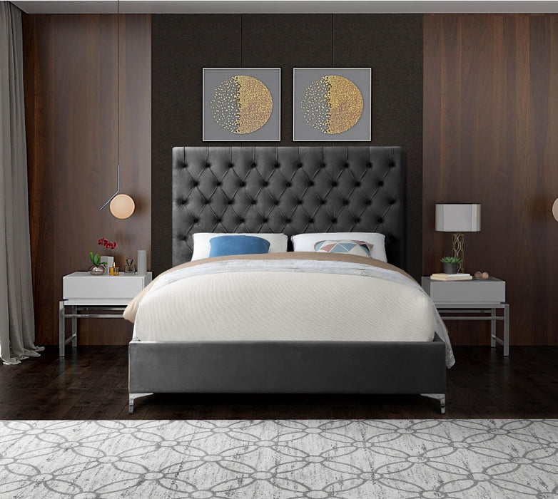 Cruz Velvet King Bed Grey - CruzGrey-K