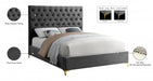 Cruz Velvet King Bed Grey - CruzGrey-K