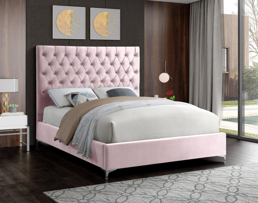 Cruz Velvet King Bed Pink - CruzPink-K