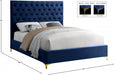 Cruz Velvet Queen Bed Blue - CruzNavy-Q